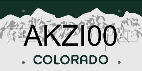 AKZI00 Colorado License Plate