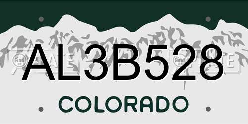 AL3B528 Colorado License Plate