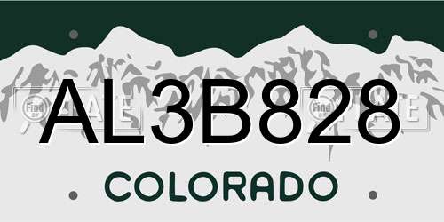AL3B828 Colorado License Plate