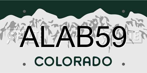ALAB59 Colorado License Plate
