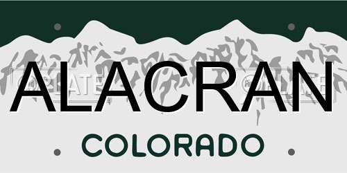 ALACRAN Colorado License Plate