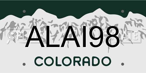 ALAI98 Colorado License Plate