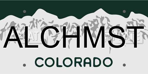 ALCHMST Colorado License Plate