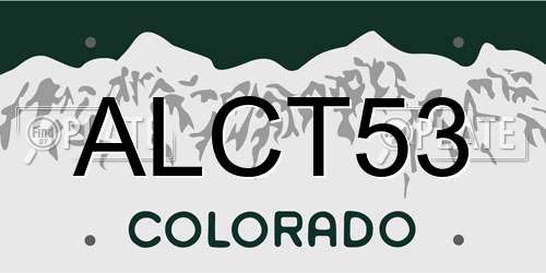 ALCT53 Colorado License Plate