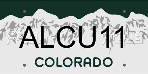 ALCU11 Colorado License Plate
