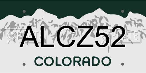ALCZ52 Colorado License Plate