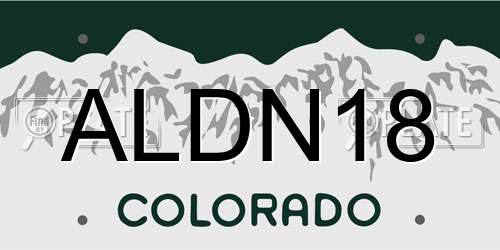 ALDN18 Colorado License Plate