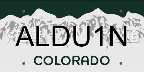 ALDU1N Colorado License Plate