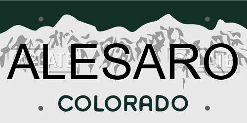 ALESARO Colorado License Plate