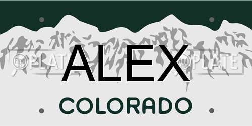 ALEX Colorado License Plate