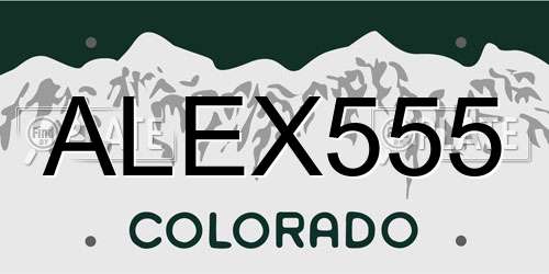 ALEX555 Colorado License Plate