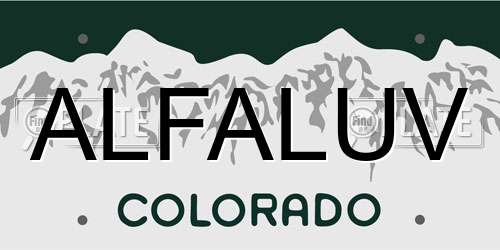 ALFALUV Colorado License Plate