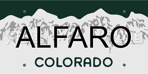ALFARO Colorado License Plate