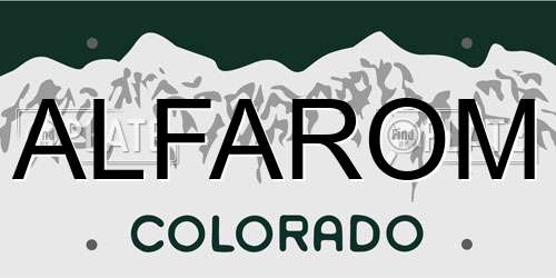 ALFAROM Colorado License Plate
