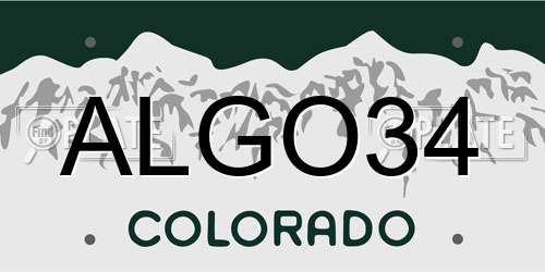 ALGO34 Colorado License Plate