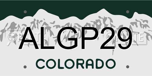 ALGP29 Colorado License Plate