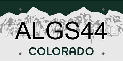 ALGS44 Colorado License Plate