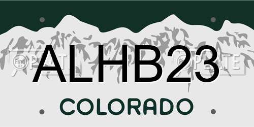 ALHB23 Colorado License Plate