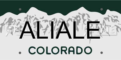 ALIALE Colorado License Plate