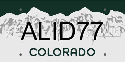 ALID77 Colorado License Plate