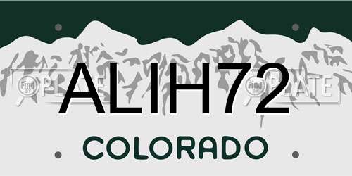 ALIH72 Colorado License Plate