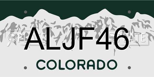 ALJF46 Colorado License Plate