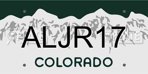 ALJR17 Colorado License Plate