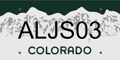 ALJS03 Colorado License Plate
