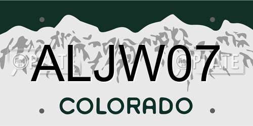 ALJW07 Colorado License Plate