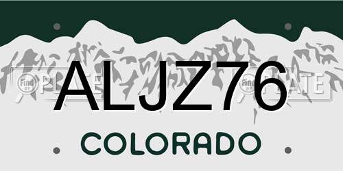 ALJZ76 Colorado License Plate