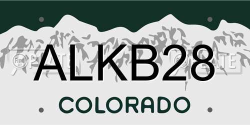 ALKB28 Colorado License Plate