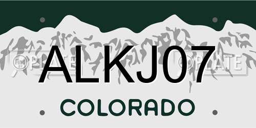 ALKJ07 Colorado License Plate