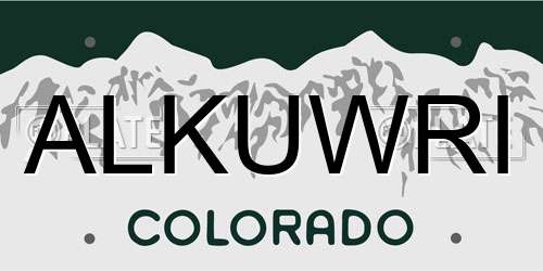ALKUWRI Colorado License Plate