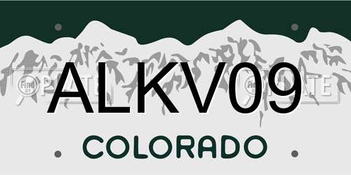 ALKV09 Colorado License Plate