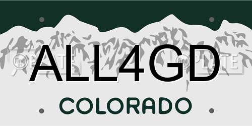 ALL4GD Colorado License Plate