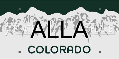 ALLA Colorado License Plate