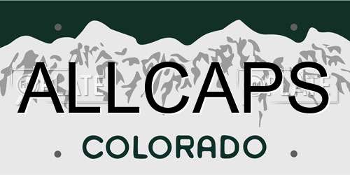 ALLCAPS Colorado License Plate