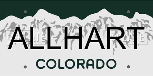 ALLHART Colorado License Plate