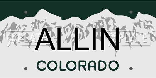 ALLIN Colorado License Plate