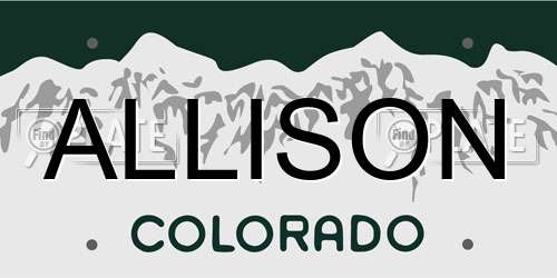 ALLISON Colorado License Plate