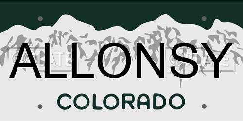 ALLONSY Colorado License Plate