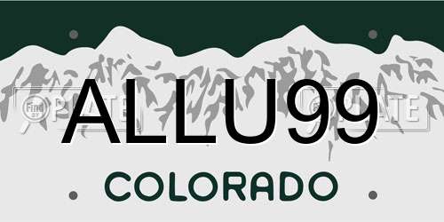 ALLU99 Colorado License Plate