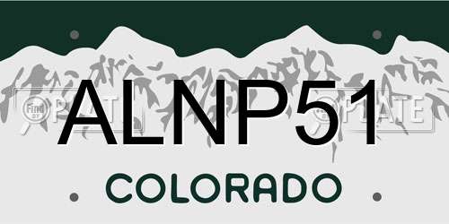 ALNP51 Colorado License Plate