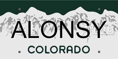 ALONSY Colorado License Plate