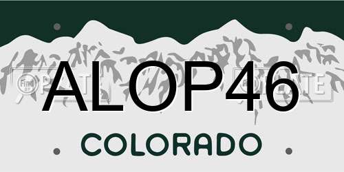 ALOP46 Colorado License Plate