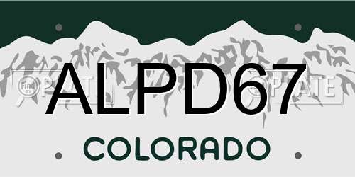 ALPD67 Colorado License Plate