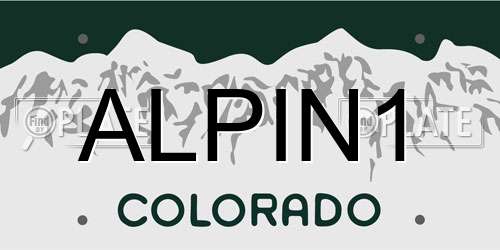 ALPIN1 Colorado License Plate