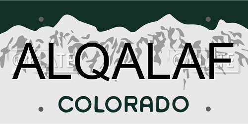 ALQALAF Colorado License Plate