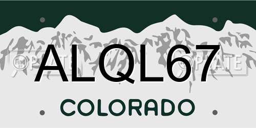 ALQL67 Colorado License Plate