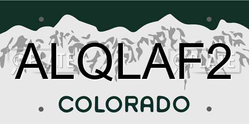 ALQLAF2 Colorado License Plate